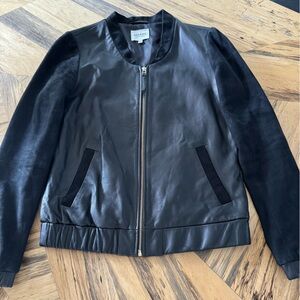 Sezane Black Leather Suede Jacket